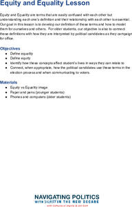 Equity and Equality Lesson Lesson Plan Equity and Equality Lesson Lesson Plan