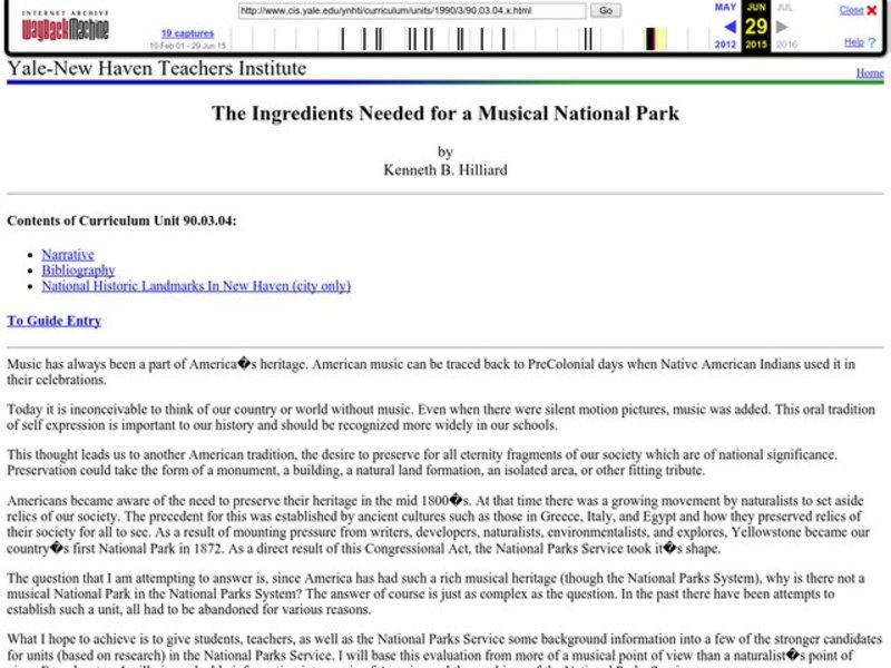 The Ingredients Needed for a Musical National Park Lesson Plan The Ingredients Needed for a Musical National Park Lesson Plan