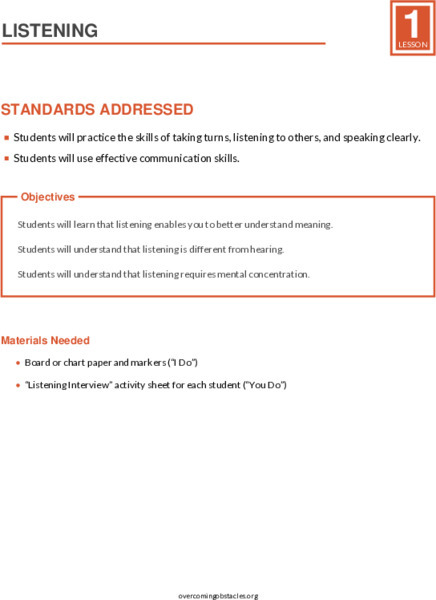 Listening Lesson Plan Listening Lesson Plan
