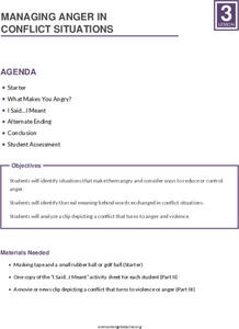 Managing Anger in Conflict Situations Lesson Plan Managing Anger in Conflict Situations Lesson Plan