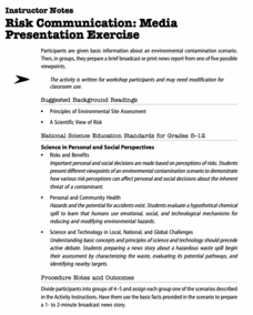 Risk Communication: Media Presentation Exercise Lesson Plan Risk Communication: Media Presentation Exercise Lesson Plan
