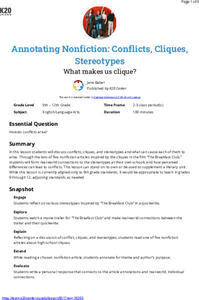 Annotating Nonfiction - Conflicts, Cliques, Stereotypes: What Makes Us Clique? Lesson Plan Annotating Nonfiction - Conflicts, Cliques, Stereotypes: What Makes Us Clique? Lesson Plan