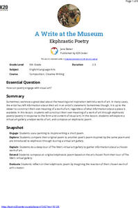 A Write At The Museum: Ekphrastic Poetry Lesson Plan A Write At The Museum: Ekphrastic Poetry Lesson Plan
