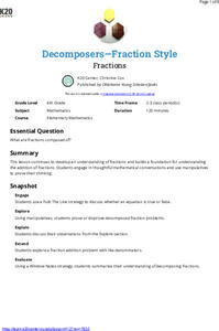 Decomposers—Fraction Style: Fractions Lesson Plan Decomposers—Fraction Style: Fractions Lesson Plan
