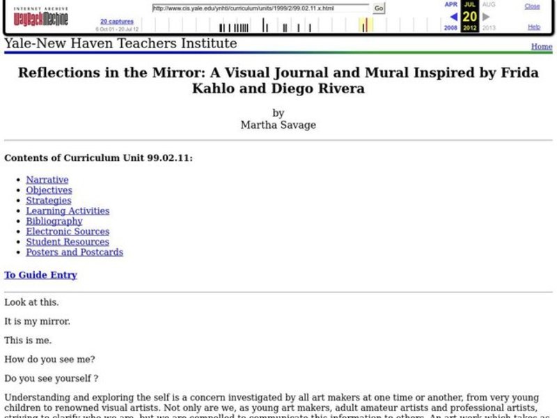Reflections in the Mirror A Visual Journal and Mural Inspired by Frida Kahlo and Diego Rivera Lesson Plan Reflections in the Mirror A Visual Journal and Mural Inspired by Frida Kahlo and Diego Rivera Lesson Plan
