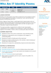 Who Am I? Identity Poems Lesson Plan Who Am I? Identity Poems Lesson Plan