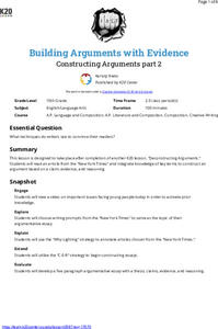 Building Arguments With Evidence: Constructing Arguments Part 2 Lesson Plan Building Arguments With Evidence: Constructing Arguments Part 2 Lesson Plan
