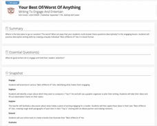 Your Best Of/Worst Of Anything: Writing To Engage And Entertain Lesson Plan Your Best Of/Worst Of Anything: Writing To Engage And Entertain Lesson Plan