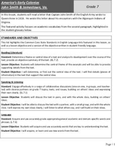 America’s Early Colonies: John Smith and Jamestown, Va Lesson Plan America’s Early Colonies: John Smith and Jamestown, Va Lesson Plan