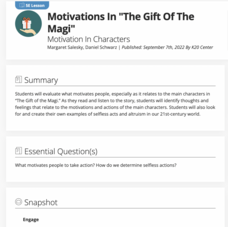 Motivations In "The Gift Of The Magi": Motivation In Characters Lesson Plan Motivations In "The Gift Of The Magi": Motivation In Characters Lesson Plan