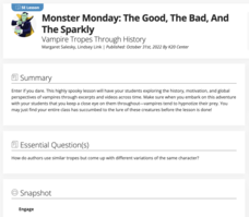 Monster Monday - The Good, the Bad, and the Sparkly: Vampire Tropes through History Lesson Plan Monster Monday - The Good, the Bad, and the Sparkly: Vampire Tropes through History Lesson Plan