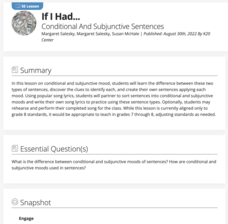 If I Had... Conditional and Subjunctive Sentences Lesson Plan If I Had... Conditional and Subjunctive Sentences Lesson Plan