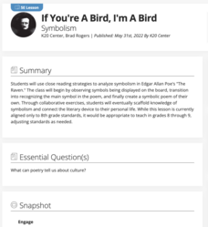 If You're a Bird, I'm a Bird: Symbolism Lesson Plan If You're a Bird, I'm a Bird: Symbolism Lesson Plan