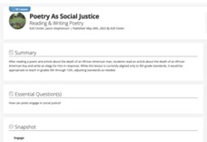 Poetry as Social Justice: Reading and Writing Poetry Lesson Plan Poetry as Social Justice: Reading and Writing Poetry Lesson Plan