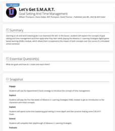 Let's Get S.M.A.R.T. - Goal Setting And Time Management Lesson Plan Let's Get S.M.A.R.T. - Goal Setting And Time Management Lesson Plan