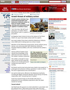 Bbc: Israeli Threat of Military Action Article Bbc: Israeli Threat of Military Action Article