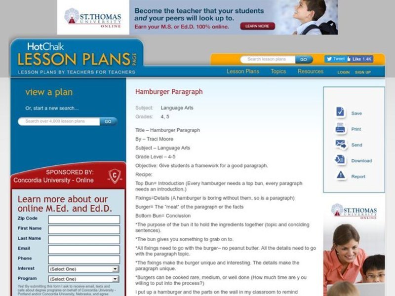 Hamburger Paragraph Lesson Plan Hamburger Paragraph Lesson Plan