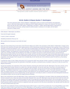 History Matters: w.e.b. Du Bois Critiques Booker T. Washington Article History Matters: w.e.b. Du Bois Critiques Booker T. Washington Article
