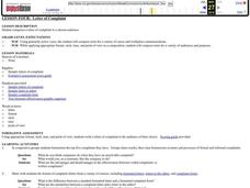 Letter of Complaint Lesson Plan Letter of Complaint Lesson Plan