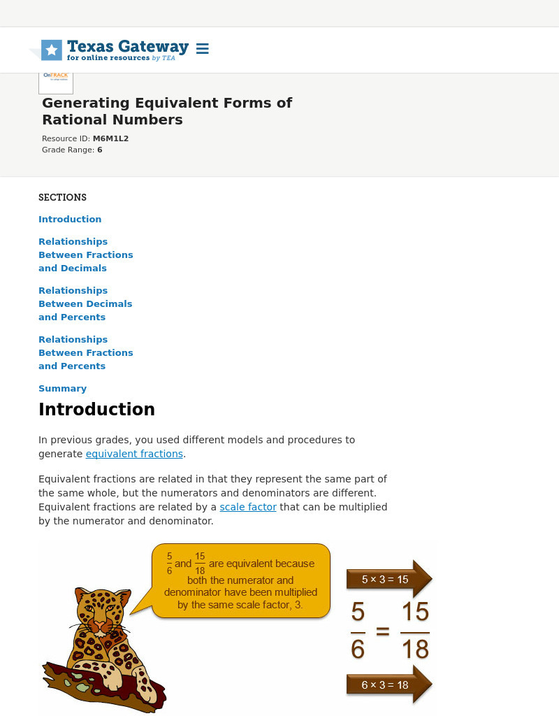 Texas Gateway: Generating Equivalent Forms of Rational Numbers Unit Plan Texas Gateway: Generating Equivalent Forms of Rational Numbers Unit Plan