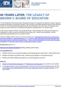60 Years Later: The Legacy of Brown v. Board of Education Lesson Plan 60 Years Later: The Legacy of Brown v. Board of Education Lesson Plan