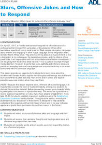 Slurs, Offensive Jokes and How to Respond Lesson Plan Slurs, Offensive Jokes and How to Respond Lesson Plan