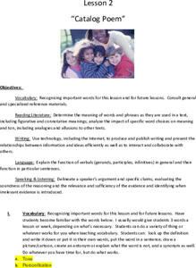 8th Grade Poetry: Catalog Poem Lesson Plan 8th Grade Poetry: Catalog Poem Lesson Plan
