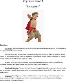 7th Grade Poetry: I Am Poem Lesson Plan 7th Grade Poetry: I Am Poem Lesson Plan
