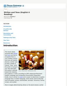 Diction and Tone (English II Reading) Interactive Diction and Tone (English II Reading) Interactive