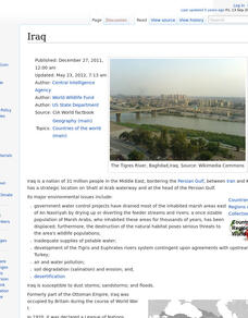 Encyclopedia of Earth: Iraq Handout Encyclopedia of Earth: Iraq Handout
