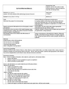 Letter Writing Basics Lesson Plan Letter Writing Basics Lesson Plan