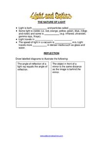Light and Optics Worksheet Light and Optics Worksheet