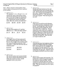 Linear Equations Worksheet Linear Equations Worksheet