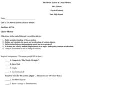 Linear Motion Lesson Plan Linear Motion Lesson Plan