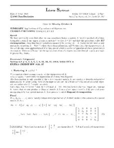 Linear Systems:  Applications of Eigenvalues and Eigenvectors Worksheet Linear Systems:  Applications of Eigenvalues and Eigenvectors Worksheet