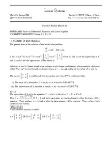 Linear Systems:  Differential Equations Worksheet Linear Systems:  Differential Equations Worksheet