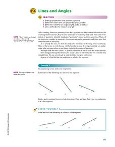 Lines and Angles Handout Lines and Angles Handout