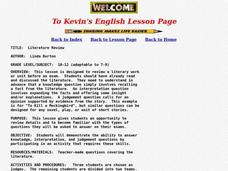 Literature Review Lesson Plan Literature Review Lesson Plan