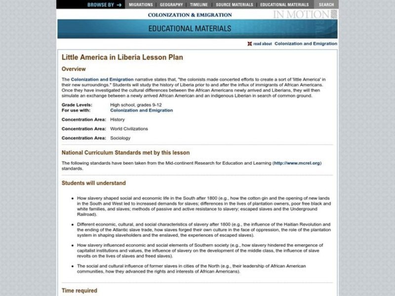 Little America in Liberia Lesson Plan Little America in Liberia Lesson Plan