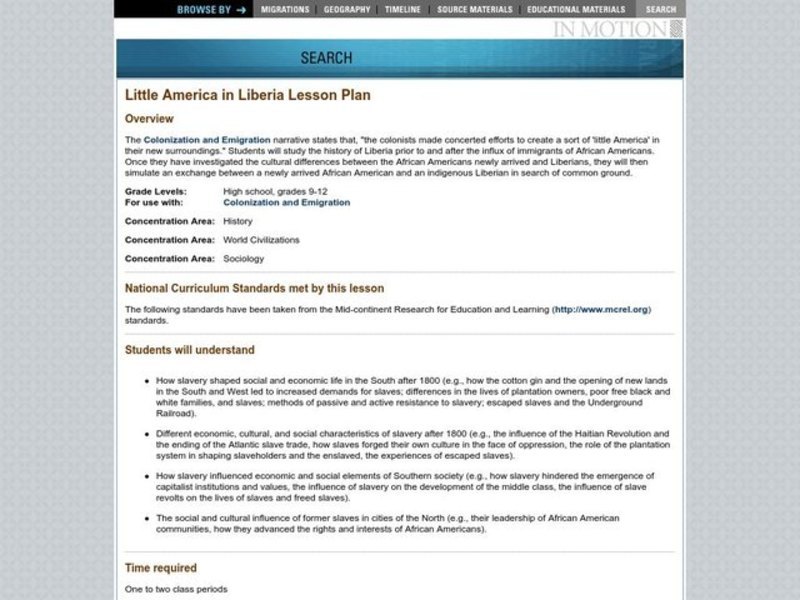 Little America in Liberia Lesson Plan Little America in Liberia Lesson Plan