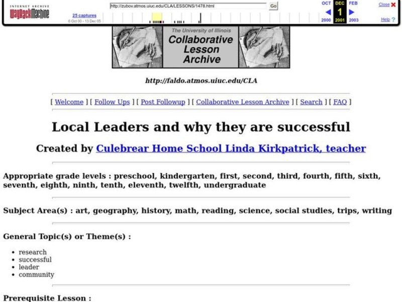 Local Leaders and Why They Are Successful Lesson Plan Local Leaders and Why They Are Successful Lesson Plan