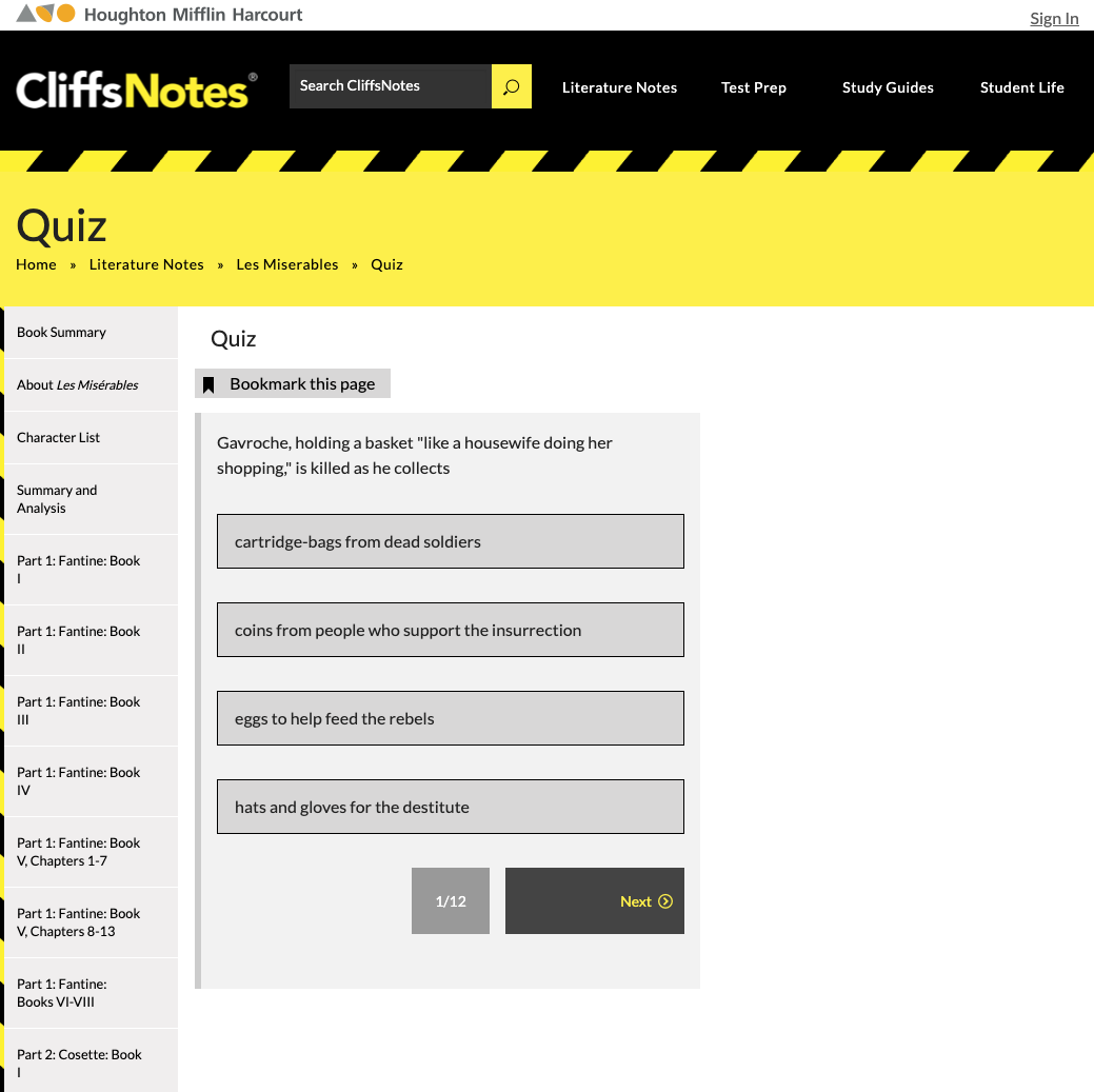 Les Miserables Quiz Interactive Les Miserables Quiz Interactive