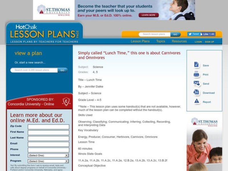 Lunch Time Lesson Plan Lunch Time Lesson Plan