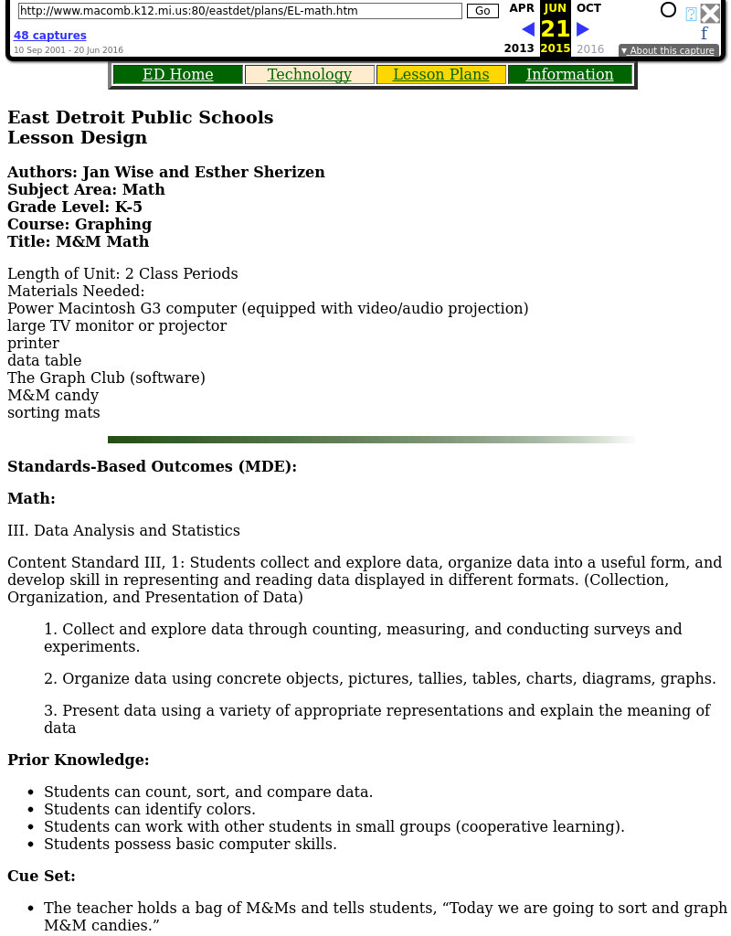 M&M Math Lesson Plan M&M Math Lesson Plan
