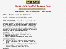 Magazine Ads and You, the Teenager Lesson Plan Magazine Ads and You, the Teenager Lesson Plan