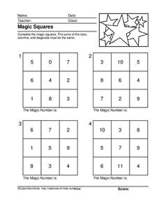 Magic Squares Worksheet Magic Squares Worksheet