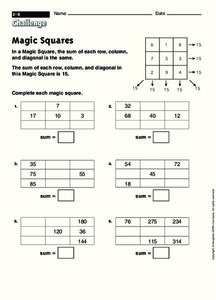 Magic Squares Worksheet Magic Squares Worksheet
