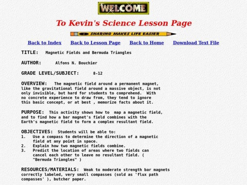 Magnetic Fields and Bermuda Triangles Lesson Plan Magnetic Fields and Bermuda Triangles Lesson Plan
