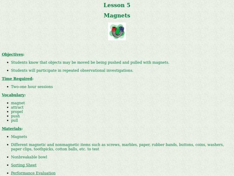 Magnets Lesson Plan Magnets Lesson Plan