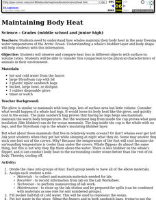 Maintaining Body Heat Lesson Plan Maintaining Body Heat Lesson Plan